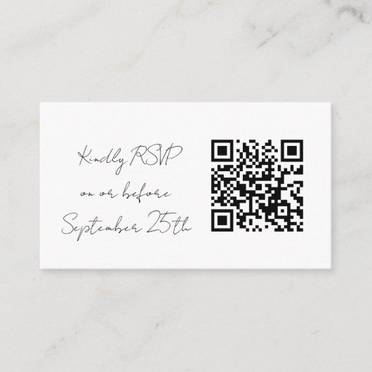 Schlichte weiße QR-Code-Hochzeitschutzkarten Begleitkarte (Vorderseite)