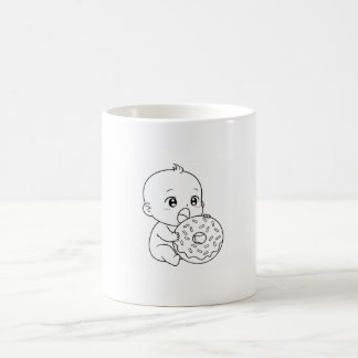 Schlichte weiße Tasse mit einem Baby und einem Rie