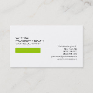 Schlichte White Green Attractive Business Card Visitenkarte