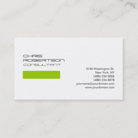 Schlichte White Green Attractive Business Card Visitenkarte (Vorderseite)