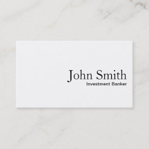 Schlichte White Investment Banker Business Card Visitenkarte