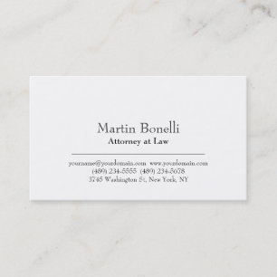 Schlichte White Modern Atney at Law Business Card Visitenkarte