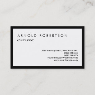 Schlichte White Stylish Beruflich Business Card Visitenkarte