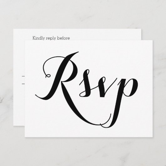 Schlichte White Wedding RSVP Postkarten (Vorne/Hinten)