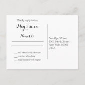 Schlichte White Wedding RSVP Postkarten (Rückseite)