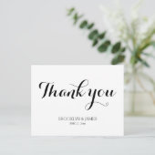 Schlichte White Wedding Vielen Dank Postcard Postkarte (Stehend Vorderseite)