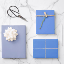 Schlichte Wildblütenblume, formale blaue Farbtöne, Geschenkpapier Set