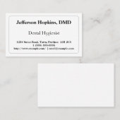 Schlichte Zahnarzthelfer-Geschäfts-Karte Visitenkarte (Vorne/Hinten)