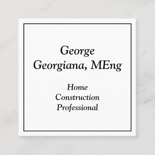 Schlichte Zuhause-Konstruktion Berufliche Visitenk Quadratische Visitenkarte (Vorderseite)