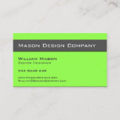 Schlichte Zwei-Tone-Limone und graue Stilkarte Visitenkarte (Rückseite)