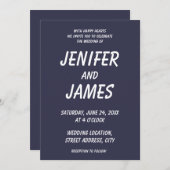 Schlichter Abend in fester Farbe dunkelblau Einladung (Vorne/Hinten)