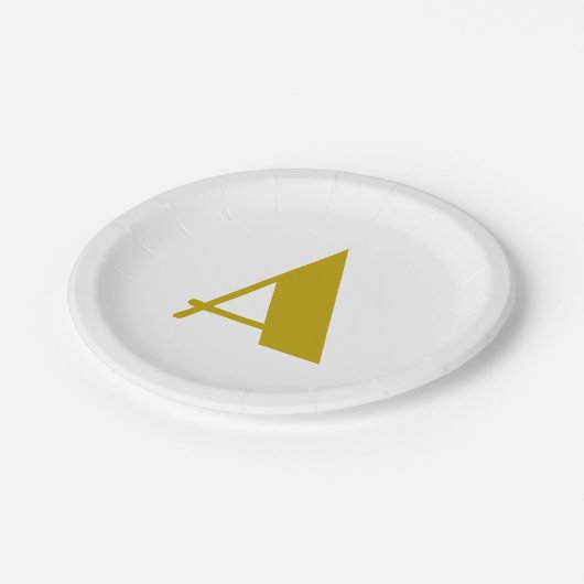 Schlichter Anfangsbuchstabe für einfarbiges Monogr Pappteller (Schrägansicht)