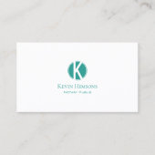 Schlichter Aquamariner Kreis mit Monogramm und Fot Visitenkarte (Vorderseite)