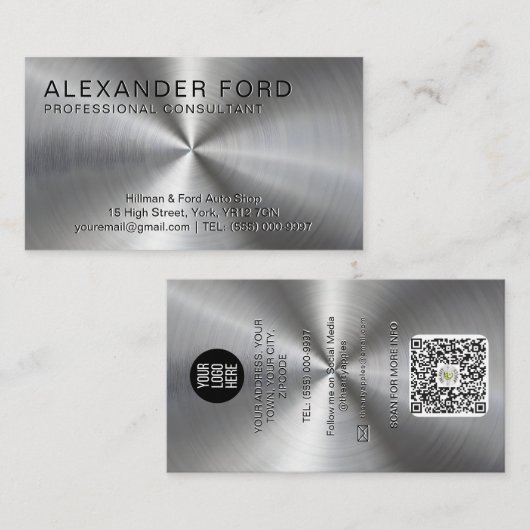 Schlichter Beruflicher radialer Metallschau Visitenkarte (Vorne/Hinten)