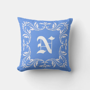Schlichter Carolina-blauer Hintergrund   Damask Mo Kissen