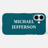 Schlichter dunkler Aquamariner FarbPersonalisierte Case-Mate iPhone Hülle (Rückseite (Horizontal))