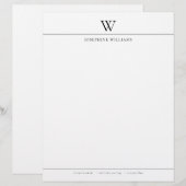 Schlichter einfacher Monogramm-Letkopf Briefbogen (Vorne/Hinten)
