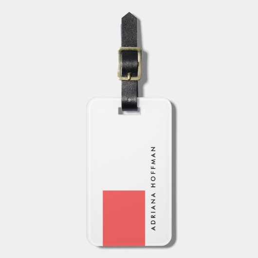 Schlichter einfacher Schwarz-weißer Minimalistisch Gepäckanhänger (Vorderseite vertikal)