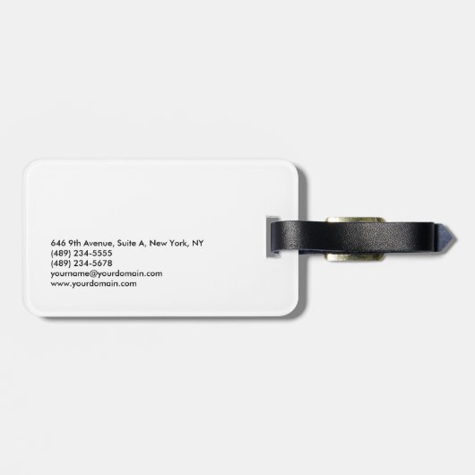 Schlichter einfacher Schwarz-weißer Minimalistisch Gepäckanhänger (Rückseite horizontal)