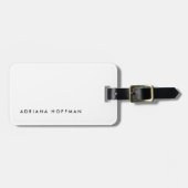 Schlichter einfacher Schwarz-weißer Minimalistisch Gepäckanhänger (Vorderseite horizontal)