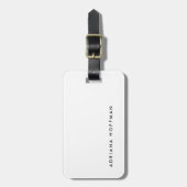 Schlichter einfacher Schwarz-weißer Minimalistisch Gepäckanhänger (Vorderseite vertikal)