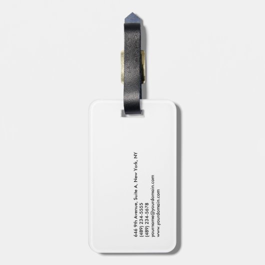 Schlichter einfacher Schwarz-weißer Minimalistisch Gepäckanhänger (Rückseite vertikal)