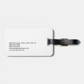 Schlichter einfacher Schwarz-weißer Minimalistisch Gepäckanhänger (Rückseite horizontal)