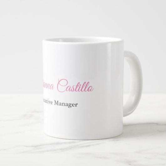 Schlichter, einfacher, Schwarz-weißer Pink-Kalligr Jumbo-Tasse (Vorderseite Rechts)