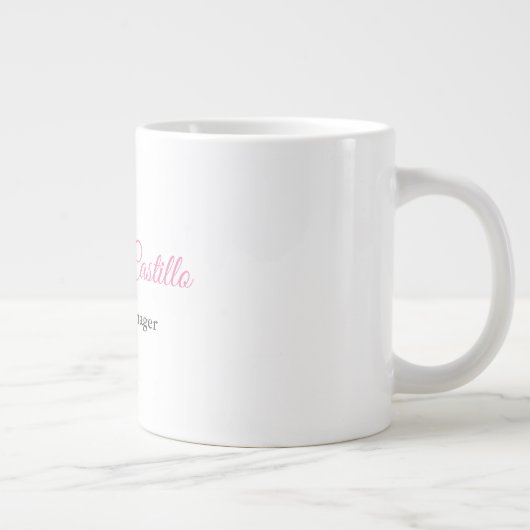 Schlichter, einfacher, Schwarz-weißer Pink-Kalligr Jumbo-Tasse (Rechts)