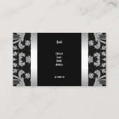 Schlichter, einfacher Silberschwarzer Flora Damask Visitenkarte (Rückseite)