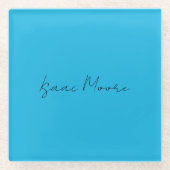 Schlichter Elegant Blue Script Calligrafy Name Glasuntersetzer (Vorderseite)