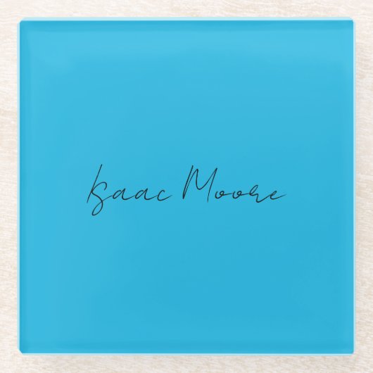 Schlichter Elegant Blue Script Calligrafy Name Glasuntersetzer (Vorderseite)