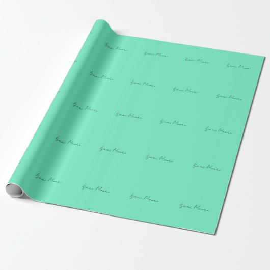 Schlichter Elegant Green Blue Script Calligrafy Na Geschenkpapier (Ungerollt)