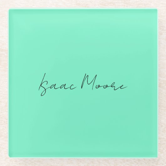 Schlichter Elegant Green Blue Script Calligrafy Na Glasuntersetzer (Vorderseite)