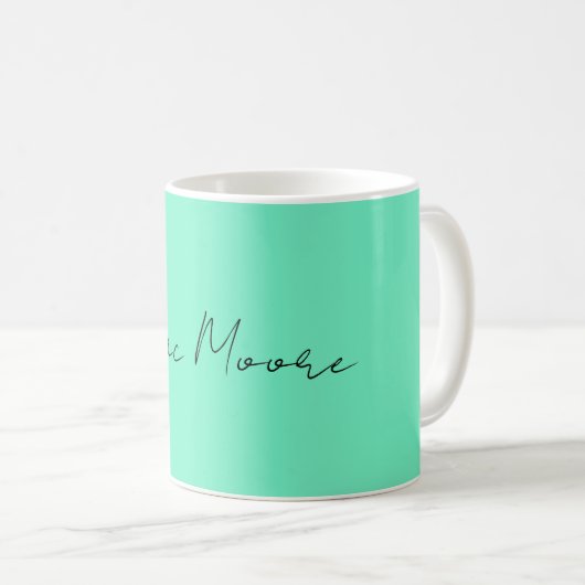Schlichter Elegant Green Blue Script Calligrafy Na Kaffeetasse (VorderseiteRechts)