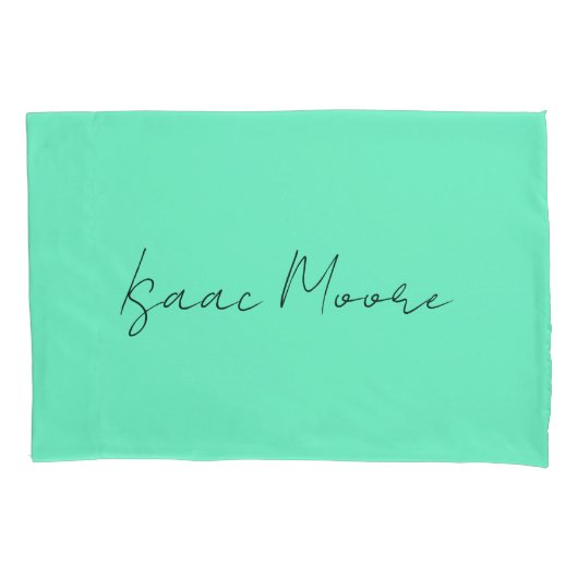 Schlichter Elegant Green Blue Script Calligrafy Na Kissenbezug (Vorderseite)