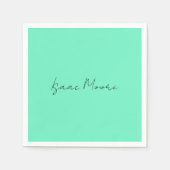 Schlichter Elegant Green Blue Script Calligrafy Na Serviette (Vorderseite)