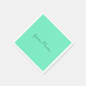 Schlichter Elegant Green Blue Script Calligrafy Na Serviette (Ecke)