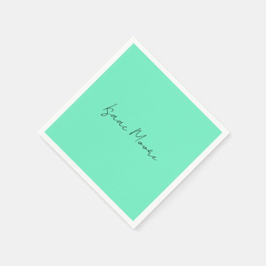 Schlichter Elegant Green Blue Script Calligrafy Na Serviette (Ecke)