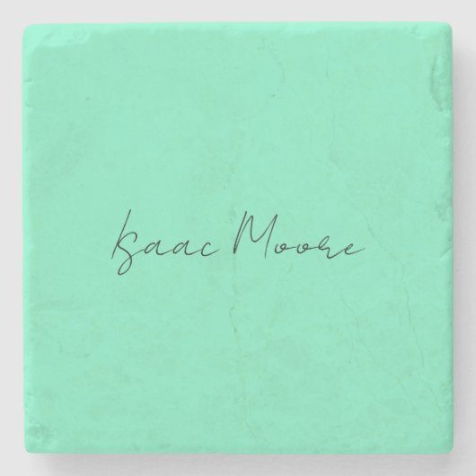 Schlichter Elegant Green Blue Script Calligrafy Na Steinuntersetzer (Vorderseite)