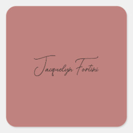 Schlichter eleganter Minimalistischer Kalligraphie Quadratischer Aufkleber