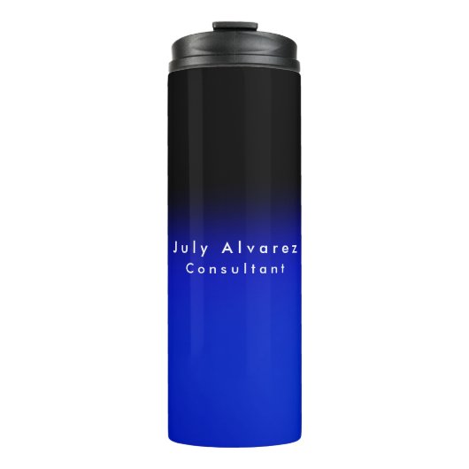 Schlichter eleganter Name Schwarz Minimalistisch Thermosbecher (Vorderseite)