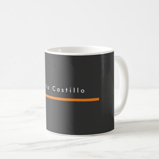 Schlichter eleganter Schwarzer Orange Minimalistis Kaffeetasse (VorderseiteRechts)