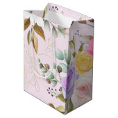 schlichter Frühling elegant floriert Mittlere Geschenktüte (Rückseite Schrägansicht)