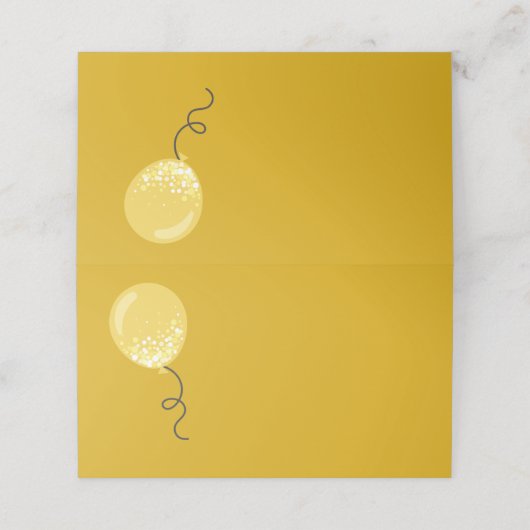 Schlichter Goldballon in Platzkarte schreiben (Außenseite Aufgefaltet)