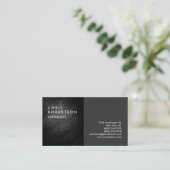 Schlichter grauer Leder Moderne Creative Business Visitenkarte (Stehend Vorderseite)
