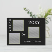 schlichter grüner Abschluss - MultiFoto - Einladun Einladung (Stehend Vorderseite)