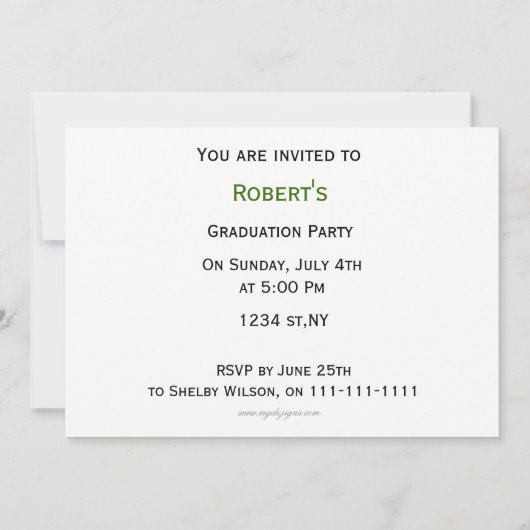 schlichter grüner Abschluss - MultiFoto - Einladun Einladung (Rückseite)