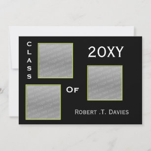 schlichter grüner Abschluss - MultiFoto - Einladun Einladung