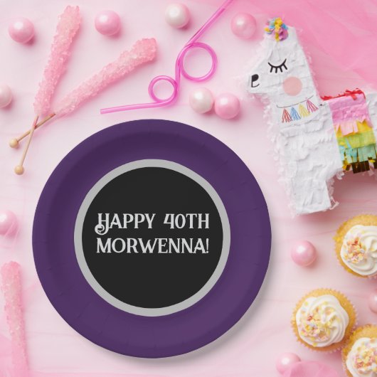 Schlichter Lila Dark Goth Pappteller (Party)